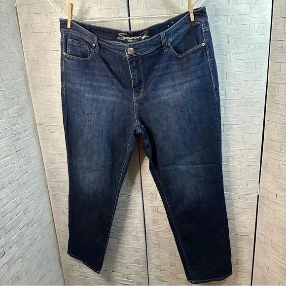 Seven7 womens denim blue jeans ankle stretch casual streetwear pockets plus size - Picture 1 of 9